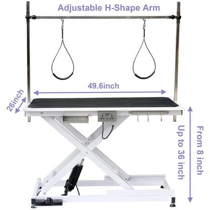 TRODEP Electric Pet Grooming Table for Large Dogs, Heavy Duty Professional X Lift Dog Grooming Table with Anti-Static Non-Slip Rubber Tabletop, 2 Nooses & Clamps & Arms, 250lbs Capacity, 50'' - WoodArtSupply