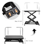UDSONFY Electric Pet Dog Grooming Table, Heavy Duty Grooming Table Professional Double X-Lift for Large Dogs with Anti-Skid Non-Slip, Double Arms and Nooses, Adjustable Height from 13" up to 47" Black UDSONFY
