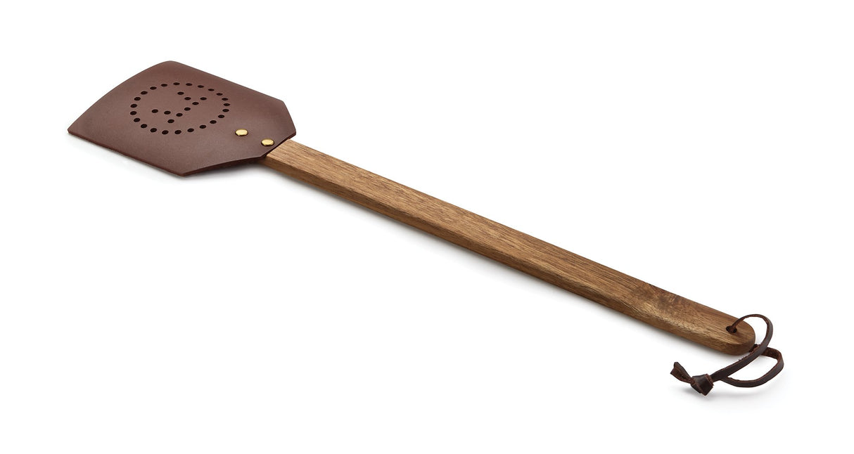 Outset 76616 Acacia Wood and Leather Amish-Style Fly Swatter, 17.5", Brown Outset