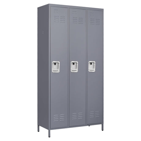 OPTYMIRA 72" Tall Employee Locker with Shelves and Hooks 3 Doors Steel Sports Locker for Office Home Bedroom School Gym Garage, Metal Staff Locker Locking Storage Cabinet,Grey OPTYMIRA