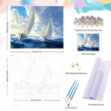 Natuyalo Paint by Numbers for Adults Beginner, Sailboat Acrylic Easy Paint by Numbers Kits Ocean Landscape Craft Kits for Adults Suitable for Home Wall Decoration Flameless 16x20 Inch Natuyalo