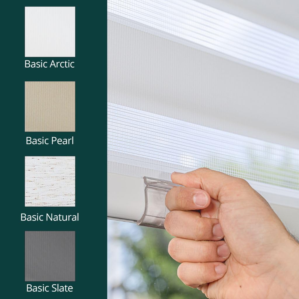 CHICOLOGY Zebra Blinds , Roller Window Shades , Blinds for Windows , Roller Shades for Windows , Window Shades for Home , Window Shades , Pull Down Shades for Windows , 29"W X 72"H , Basic Arctic CHICOLOGY