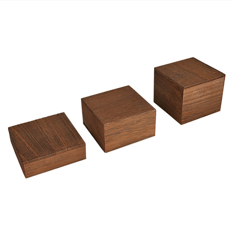 MOOCA Customizable Wooden Display Risers Set - 3 Different Height Stands for Jewelry, Watches, Cosmetics, and Accessory, Brown Color MOOCA