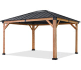 ABCCANOPY Wood Gazebo 11x13 - Outdoor Patio Wooden Gazebo with Hardtop Metal Roof for Garden, Backyard and Deck (Single Roof) ABCCANOPY