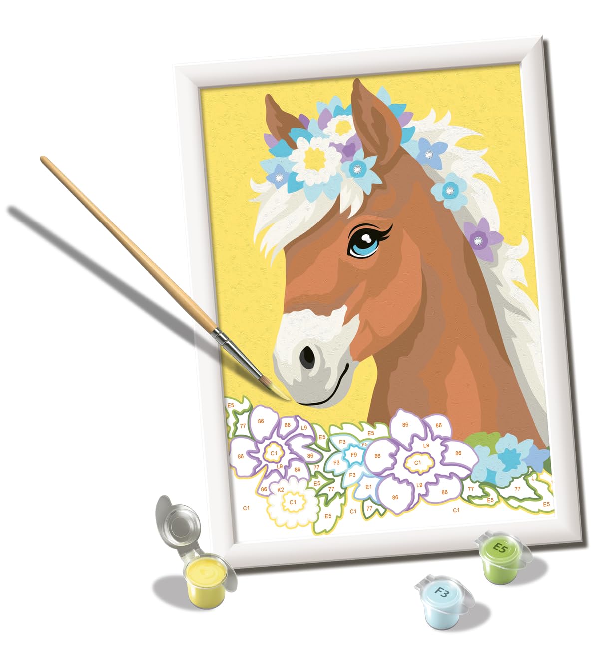Ravensburger - Horse with Flowers CreArt Paint by Numbers Kit | Fun & Easy DIY Art for Kids Age 9+ | Creative Gift Idea for Birthdays & Holidays Ravensburger