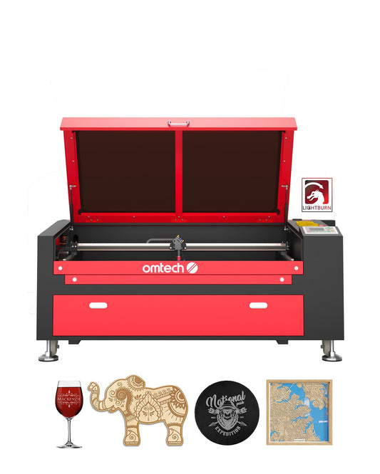 OMTech 100W CO2 Laser Engraver with LightBurn, 24x40 Inch Laser Engraving Cutting Machine with Autofocus Autolift 2 Way Pass Air Assist Water Pump, Industrial Laser Engraver Cutter for Wood G - WoodArtSupply