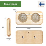 Northwood Sauna - Sauna Thermometer & Hygrometer 2 in 1 - Handmade from Finnish Pine Wood - Luxurious Glass and Golden Metal Dials Northwood Sauna