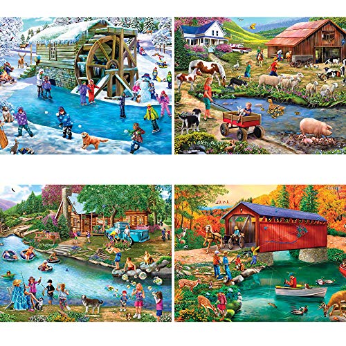 Bits and Pieces – 4-in-1 Multi-Pack - 500 Piece Jigsaw Puzzles for Adults – 500 pc Large Piece Puzzle Set Bundle by Artist Mary Thompson - 16" x 20" Bits and Pieces