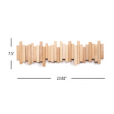Acsigesn Wooden Coat Rack Wall Mounted Sticks Multi Rack Solid Handmade Natural Beech Wood Artwork with 6 Flip-Down Unique Modern Hooks for Coats Bag Hat Umbrella Acsigesn