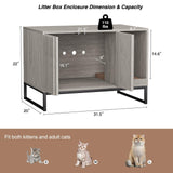 Halitaa Litter Box Enclosure, Modern Cat Litter Box Enclosure Furniture Hidden Litter Box with Cat Scratch Pad, Cat Washroom Cat House End Table, Entryway Bench for Livingroom (Grey) Halitaa