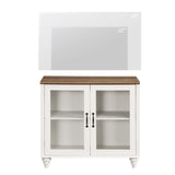 WAMPAT TV Stand for 43 Inch, Wood Console Table Storage Cabinet for Living Room, Kitchen Sideboard Buffet Cabinet With Glass Door for Dining Room, Off White WAMPAT