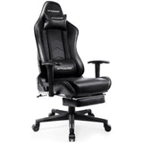 GTRACING Gaming Chair with Footrest, Racing Style Computer Chair for Adult, Adjustable Reclining Backrest and Lumbar Support, Stylish High Back Chair for Gaming and Office (Black) GTRACING