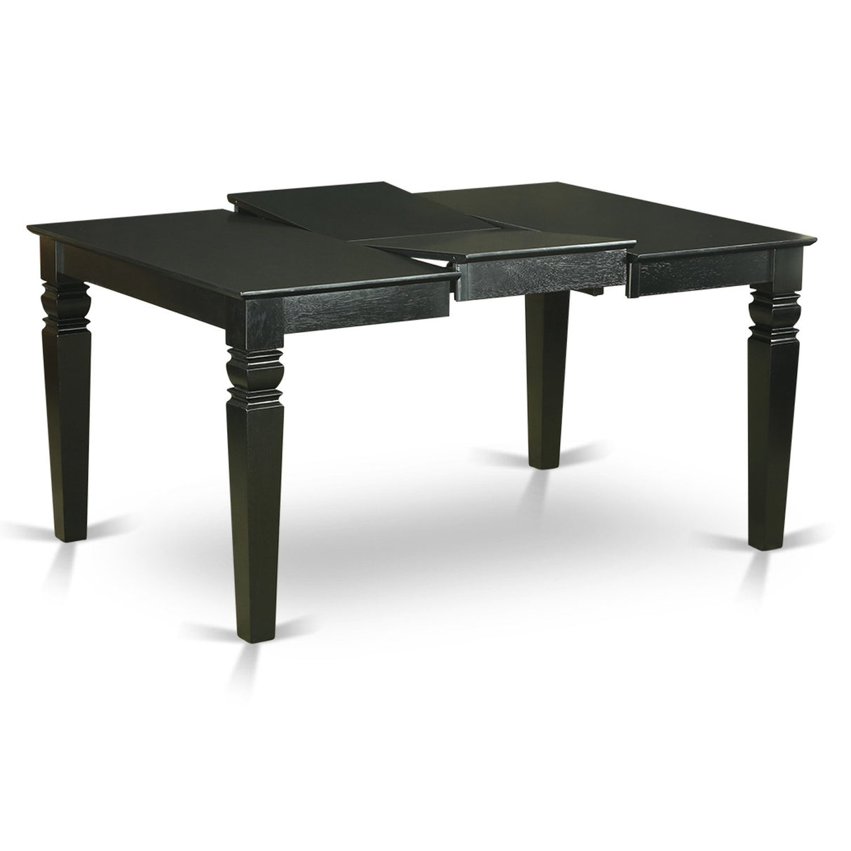 East West Furniture WEFR7-BLK-02 7 Piece Dinette Set Consist of a Rectangle Dining Room Table with Butterfly Leaf and 6 Light Beige Linen Fabric Upholstered Chairs, 42x60 Inch, Black East West Furniture