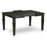 East West Furniture WEFR7-BLK-02 7 Piece Dinette Set Consist of a Rectangle Dining Room Table with Butterfly Leaf and 6 Light Beige Linen Fabric Upholstered Chairs, 42x60 Inch, Black East West Furniture
