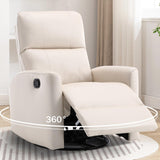 ANJ Manual Swivel Rocker Recliner, Glider Recliners with Padded Armrest and Backrest, Soft Leather Nursery Rocking Recliner Chair Reclining Sofa for Living Room ANJ