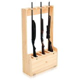 Soaoo Gun Rack with Storage Wood Gun Storage Display Rack Solid Pine Standing Gun Storage Rack Standing Rifle Rack Shotgun Storage Display Rack (6 Gun Floor Rack) Soaoo