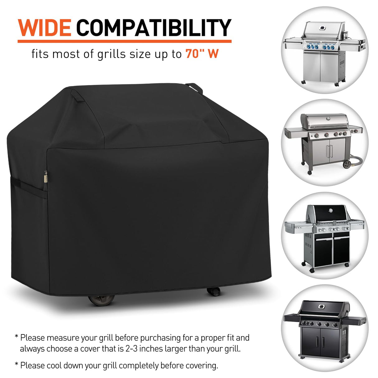 Arcedo 72 Inch Grill Cover, Waterproof Large BBQ Gas Grill Cover Compatible with Weber, Durable and Rip Resistant, Fits for Charbroil Nexgrill Napoleon Arcedo