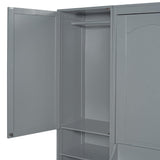 Queen Size Murphy Bed Wall Bed with Desk and Closet,Drawers and Shelves,for Small Spaces Studio Study Office Guest Room Use (Gray#Desk, Queen) Brabrety