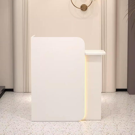 AYHARYLH Modern White Reception Desk with Counter & Lockable Drawers - Wood Front Desk Reception Counter with LED Light for Office, Salon, Retail, Lobby, Hotel, Home AYHARYLH