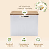 NIKKY HOME Extra Large Space Saving Farmhouse Bread Box With Wood Lid - Holds 2 Loaves - Vertical Breadbox Bread Storage Bin Holder for Kitchen Countertop, White NIKKY HOME