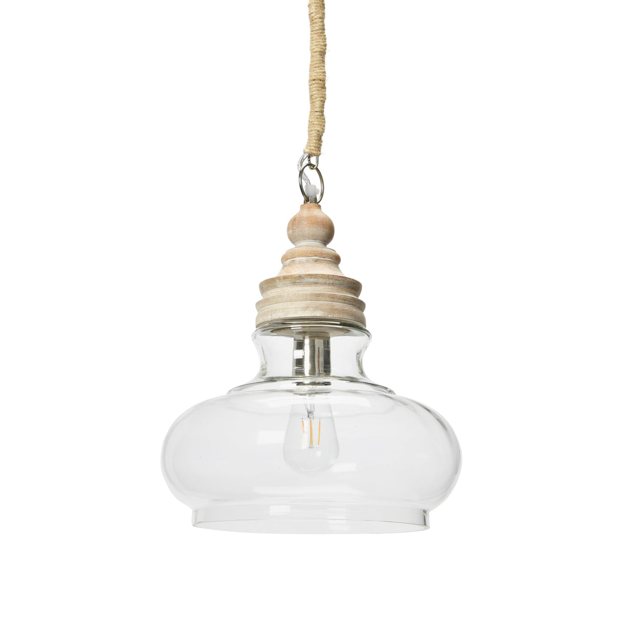 Creative Co-Op Glass & Mango Wood Ceiling Pendant Light Creative Co-Op