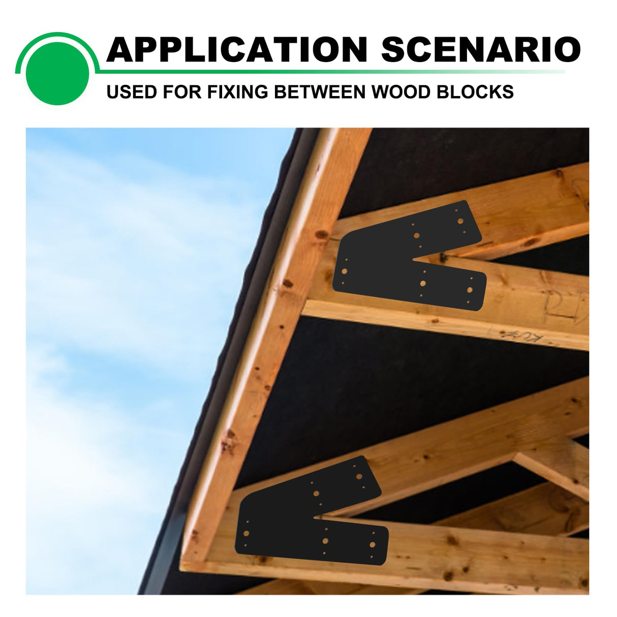 Andorm 4pcs 10x3 45 Degree Angle Steel Flat Plate Pergola Bracket Heavy Duty for Wood 4x4, 6x6 Lumber Powder Coated, Truss Framing Bracket, Post Mending Plate Black Andorm