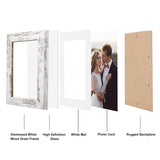 Capcillin 5x7 Picture Frame Wood Patten Distressed White Set of 2, Each Frame with Mat,Display 5x7 Picture Without mat or 4x6 Photos with Mat Wall Decor Table Top(CP001-MD5x7RW) Capcillin