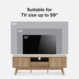 mopio Brooklyn Mid-Century Modern TV Stand, for TVs up to 50” Waveform Panel, Sleek Curved Profile with Adjustable Shelf and Sturdy Box Frame Leg (Golden Oak, 57") mopio