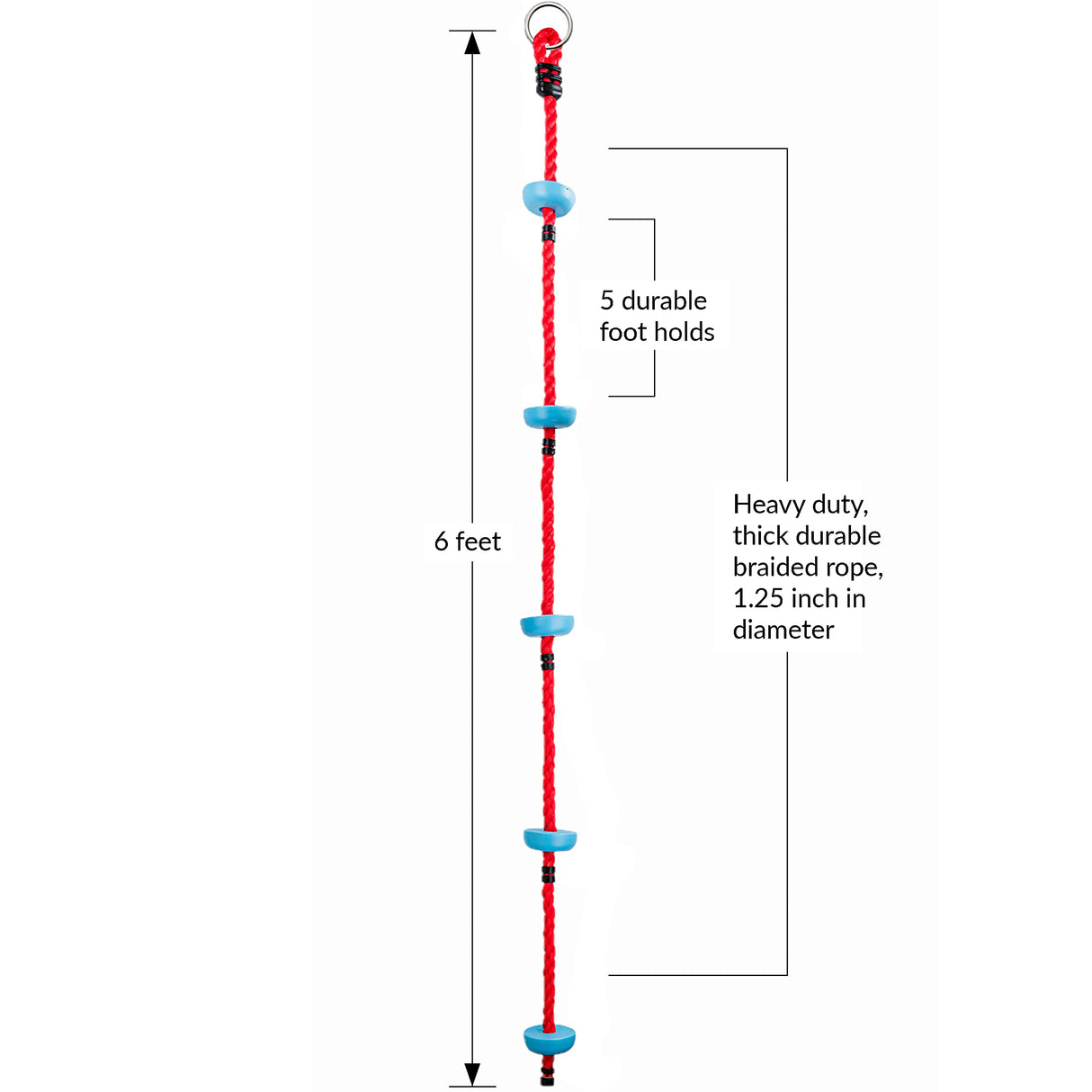 Lily's Things Climbing Rope for Kids | Ninja Warrior Accessories for Slackline Obstacle Course | Attach to Most Home Playground Equipment Sets | Ninja Slackline Accessories | 6Ft Long | 5 Foot Holds Lily's Things