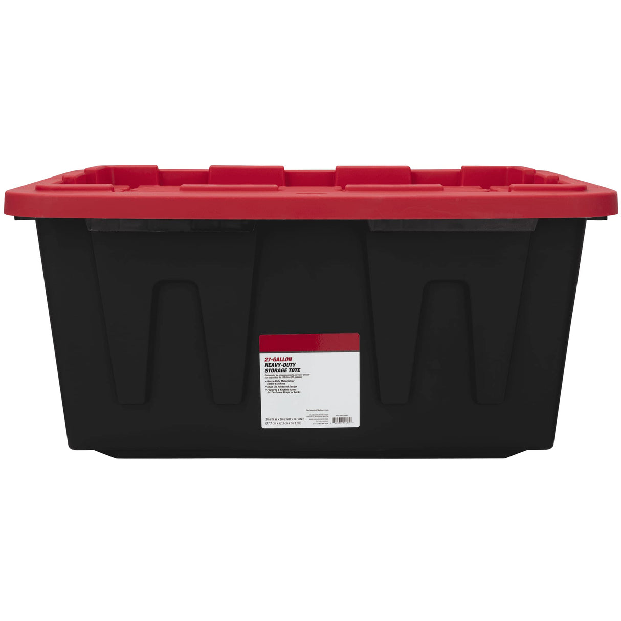 MioeDi 27 Gallon Stackable Snap Lid Plastic Storage Bin Container, Black with Red Lid, Set of 4, Black/Red MioeDi