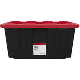 MioeDi 27 Gallon Stackable Snap Lid Plastic Storage Bin Container, Black with Red Lid, Set of 4, Black/Red MioeDi