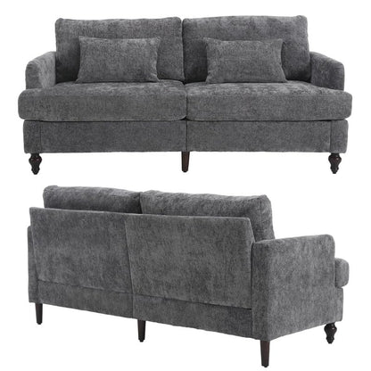 AZSJML 2 Pieces Sofa Couch Set for Living Room, 68'' Mid Century Modern Loveseat and Accent Chair Set, Chenille Sofa Comfy Cloud Couch with Deep Seats for Small Spaces Apartment Bedroom, Grey