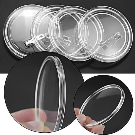 3 Inch Acrylic Button Pins Clear Plastic Button Badges Pin Large Craft Button with Pin Blank Pins DIY Photo Buttons Pin Picture Buttons Badges Kit for DIY Crafts (25) MIOINEY
