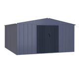 MUPATER Shed Outdoor Storage 10 x10 FT, Metal Shed Kit with Lockable Doors and Vents, Garden Furniture Tools Storage Shed House for Backyard, Patio and Lawn, Grey MUPATER