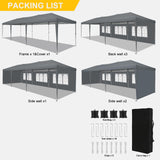 COBIZI Canopy 10x30 Pop Up Canopy Tent with 5 Sidewalls Party Tents for Parties Wedding Backyard Waterproof Canopy Outdoor Commercial Canopy Event Tent with Sandbags, Grey COBIZI