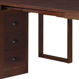 Meco Stakmore Wooden Made Expandable Desk with Ottoman, Dark Espresso Finish, and 3 Functioning Drawers for Home Office Tables, Espresso MECO