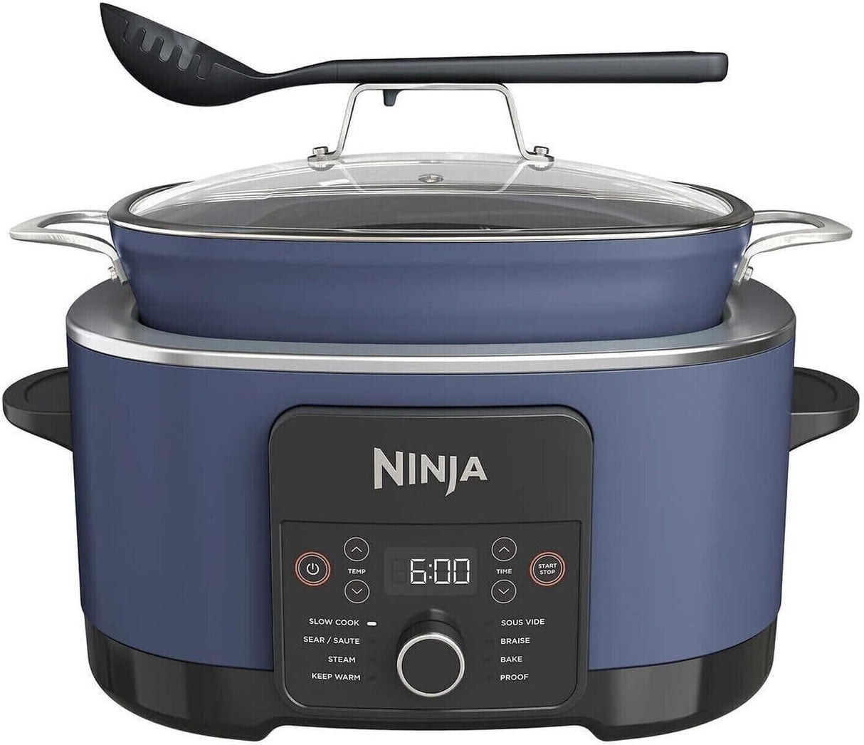 Ninja Foodi PossibleCooker PRO 8.5 Quart Multi-Cooker, with 8-in-1 Slow Cooker, Dutch Oven, Steamer & More, Glass Lid & Integrated Spoon, Nonstick, Oven Safe Pot to 500°F, Navy (Blue) Ninja