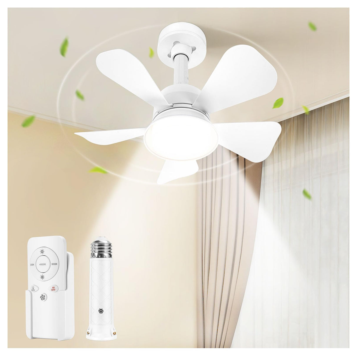 NBKLS Ceiling Fans with Lights and Remote, Quiet Ceiling Fans with 5 Blades, 3 Color LED Dimmable, Low Profile Ceiling Fan with Light for Bedroom, Garage, Kitchen, Living Room, Patio NBKLS