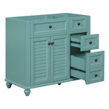 Merax 36" Bathroom Vanity Cabinet, Single Bathroom Storage Vanity with Louvered Doors and Drawers, Solid Wood Frame Bathroom Vanities Without Sink (Teal Without Sink) Merax