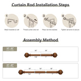 QDWIS Curtain Rods for Windows 28 to 48 Inch, 1 Inch Wood Adjustable Heavy Duty Decorative Drapery Rods with Classic Finials, Imitation Red Wood Window Curtain Pole, 18-45'' QDWIS