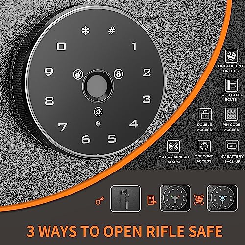 INTERGREAT [2024 NEW] 5-6 Rifle Gun Safe, Large Shotgun Rifle Safe with Fingerprint Keypad for Home Rifle and Pistols, Long Rifle Safe with 3 Adjustable Shelf and Lock Box for Home, Garage INTERGREAT
