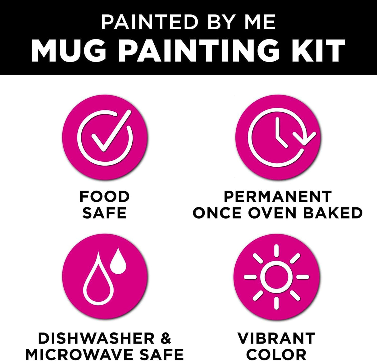 Tulip Food Safe Painted by Me, at Home Paint and Bake Kit - 4 Ceramic Mug Painting Set, Family Activity or Paint Night, All-In-One - Rainbow Paint, 4 Brushes & 4 Paintable Mugs. Studio Quality Results Tulip