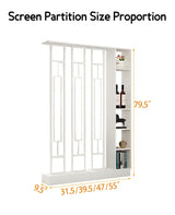 Kavie Wall Room Divider Bookshelf, Modern Wood Bookcase with Translucent Screens Storage Cabinet for Stylish Home Office Decor Display (White,31.5" L x 9.5" W x 79.5" H) Kavie
