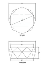 The Urban Port 33-Inch Diamond Shape Acacia Wood Coffee Table with Smooth Top, Dark Brown The Urban Port