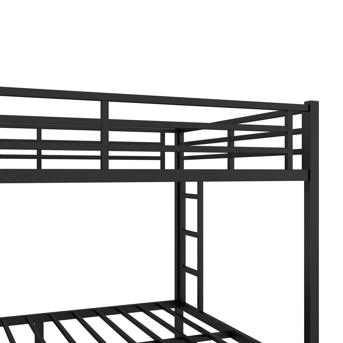 RuiSiSi Queen Over Queen Metal Bunk Bed, Heavy-Duty Queen Bunk Beds with 2 Ladders for Kids Adults, Space-Saving Bunk Bed Frame with Safety Guardrails, Easy Assembly, Noise-Free, Black