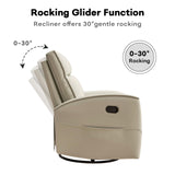 HAOMARKETS Swivel Rocker Recliner Chair, Manual Faux Leather Glider Rocking Recliners for Adults, 360° Swivel Nursery Reclining Sofa with Storage Pocket HAOMARKETS