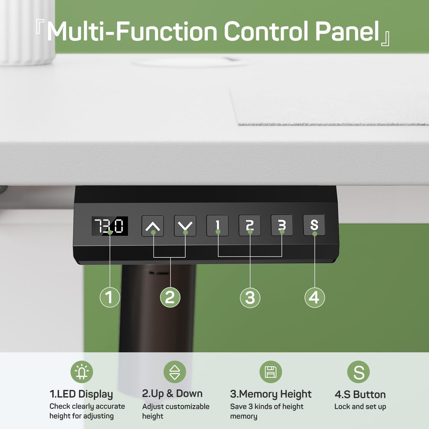 Zibbizo Electric Height Adjustable Standing Desk, 48x24 Inches, Ergonomic Sit-to-Stand Rising Computer Table for Home Office