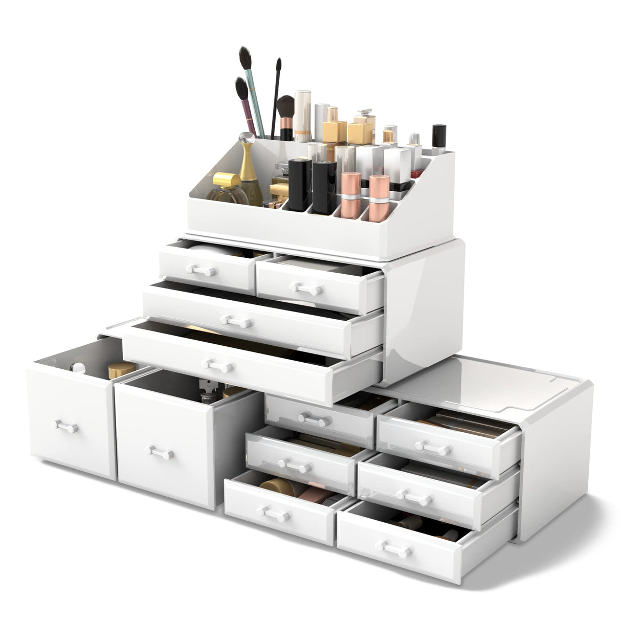READAEER Makeup Cosmetic Organizer Storage Drawers Display Boxes Case with 12 Drawers (White) READAEER
