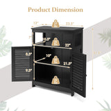 COSTWAY Bathroom Storage Cabinet, Wooden Side Storage Organizer with Louver Doors & Removable Shelf, Freestanding Floor Cabinet for Living Room, Kitchen, Entryway (Black) COSTWAY