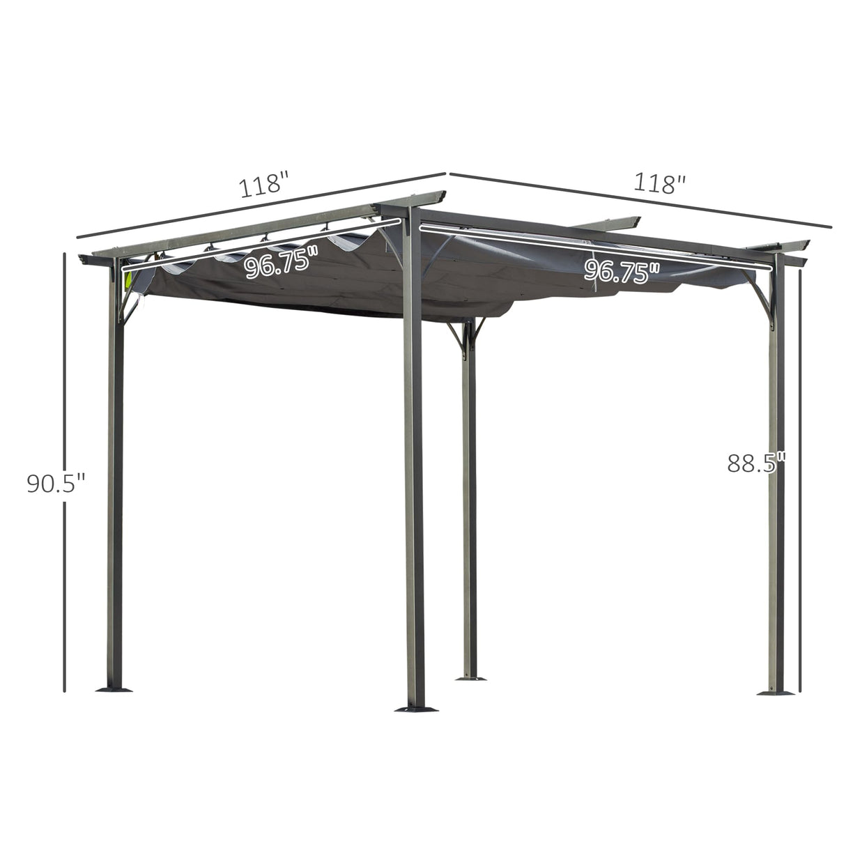 Outsunny 10' x 10' Outdoor Retractable Pergola Canopy, Metal Patio Shade Shelter for Backyard, Porch Party, Garden, Grill Gazebo, Gray Outsunny